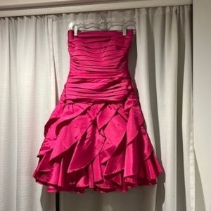 80's Pink Strapless Prom Dress